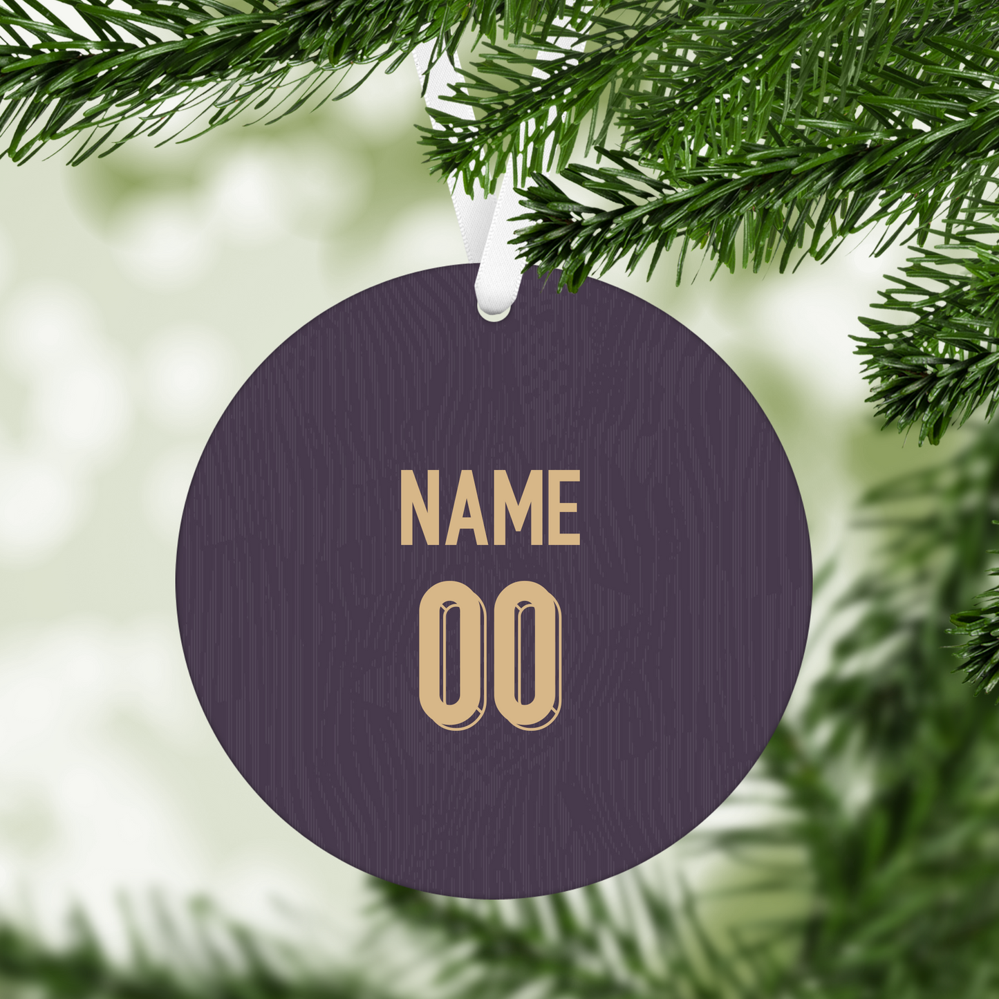 Personalised Lionesses Away Kit Style MDF Football Christmas Flat Bauble