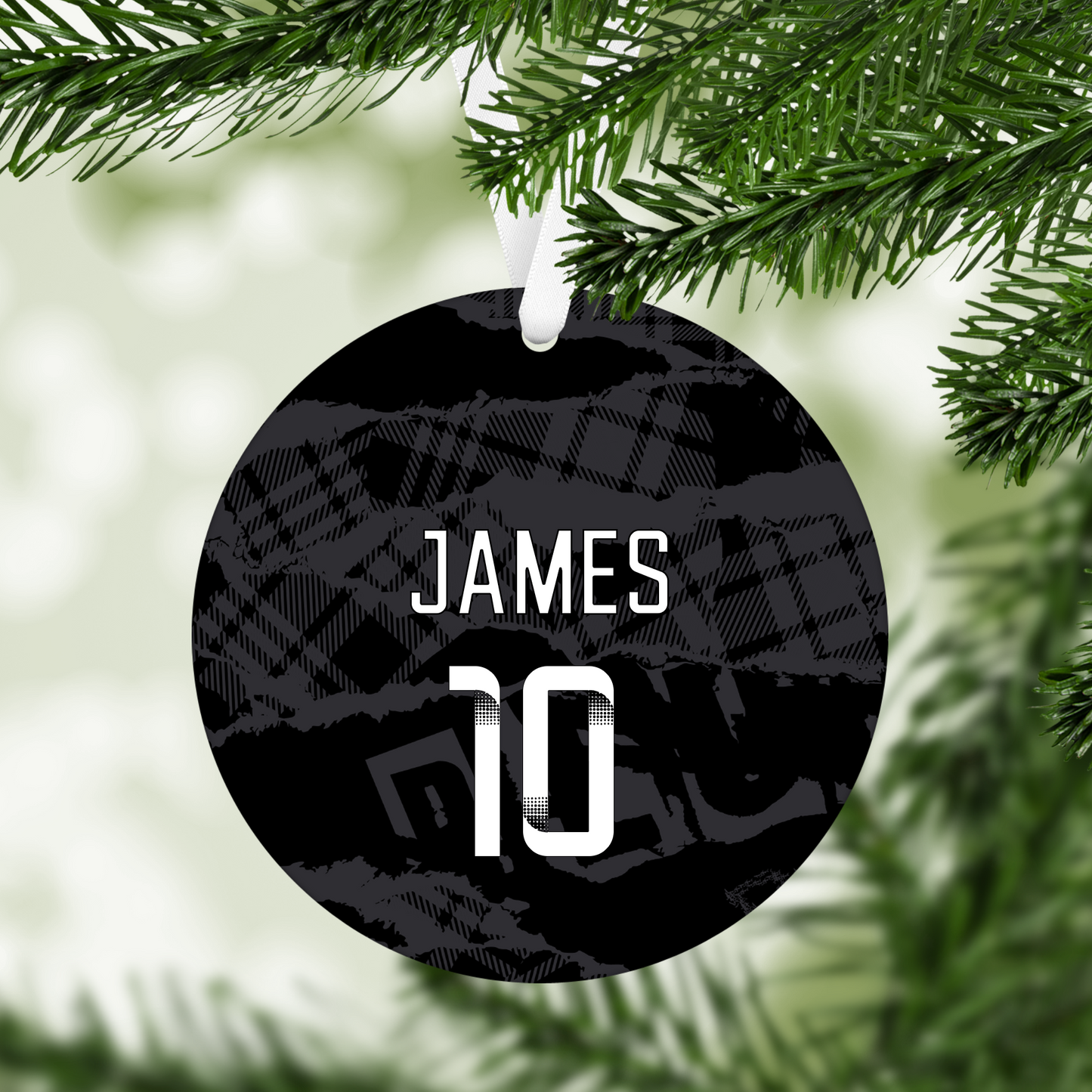 Personalised Chelsea Women Third Kit Style MDF Football Christmas Flat Bauble - WHITE TEXT