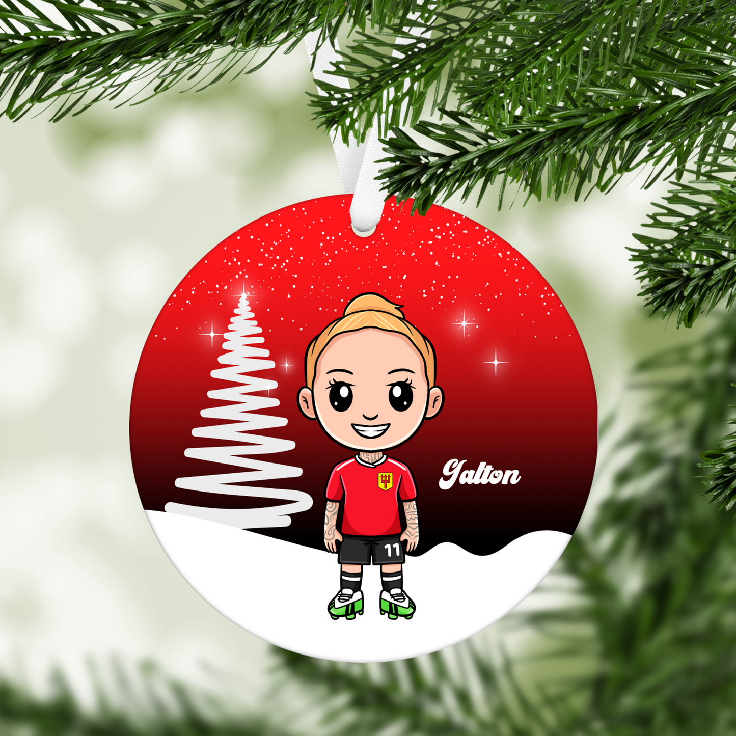 United Women Cartoon Player Christmas Bauble