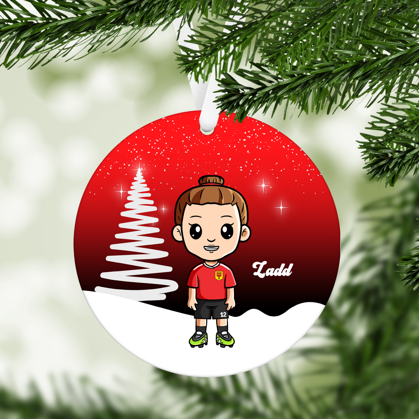 United Women Cartoon Player Christmas Bauble