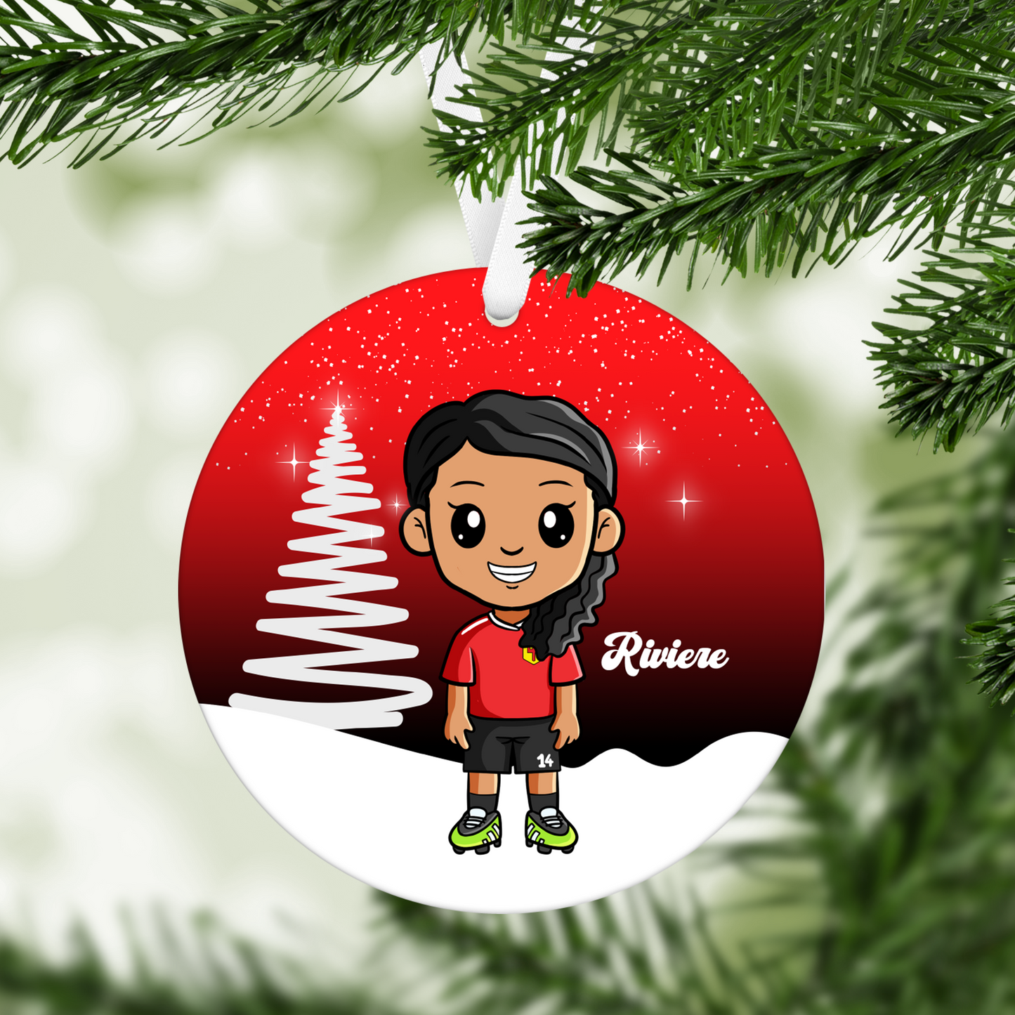 United Women Cartoon Player Christmas Bauble