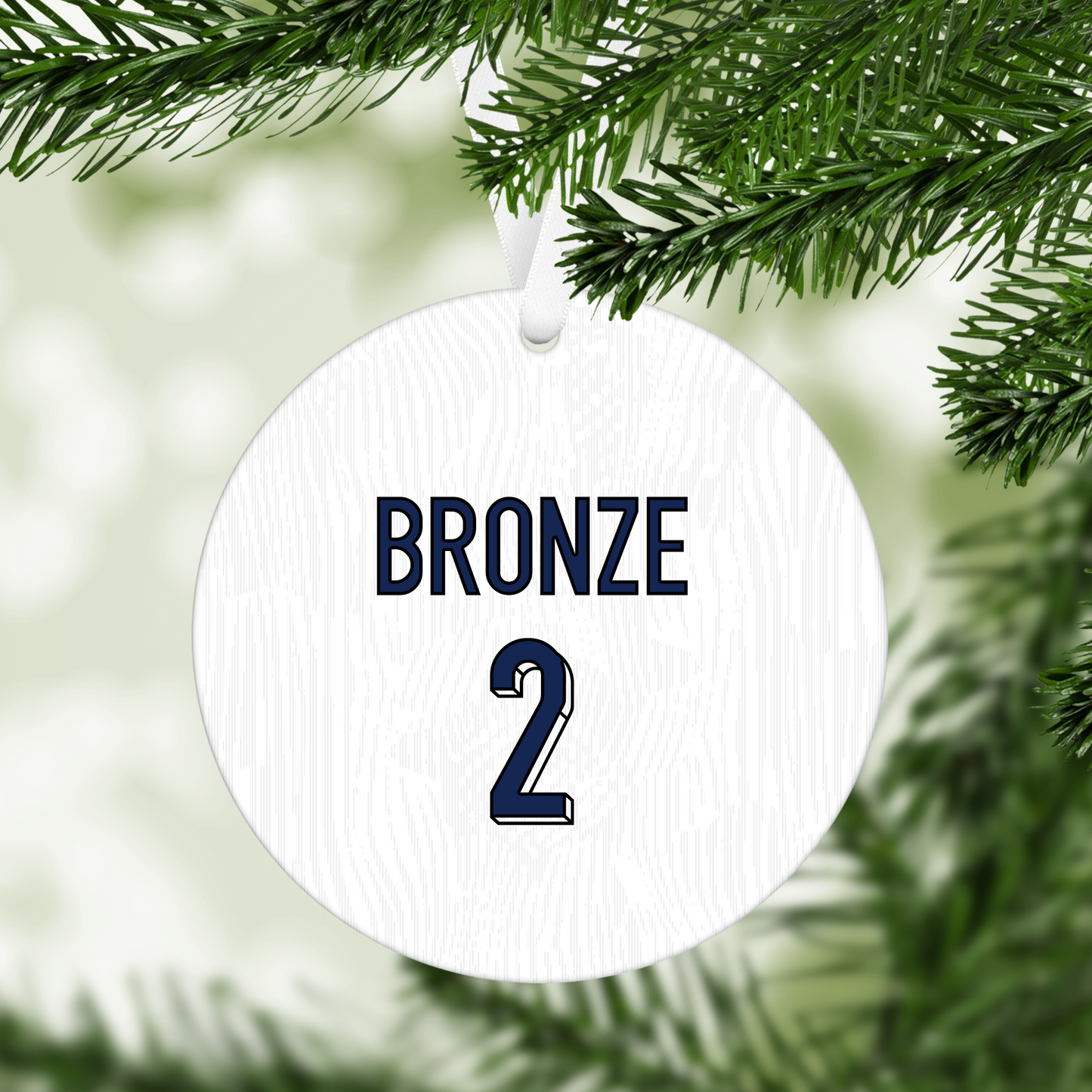 Personalised Lionesses Home Kit Style MDF Football Christmas Flat Bauble