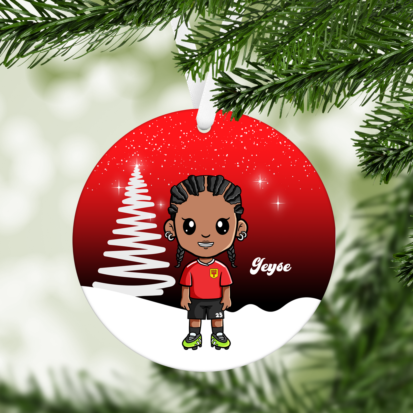 United Women Cartoon Player Christmas Bauble