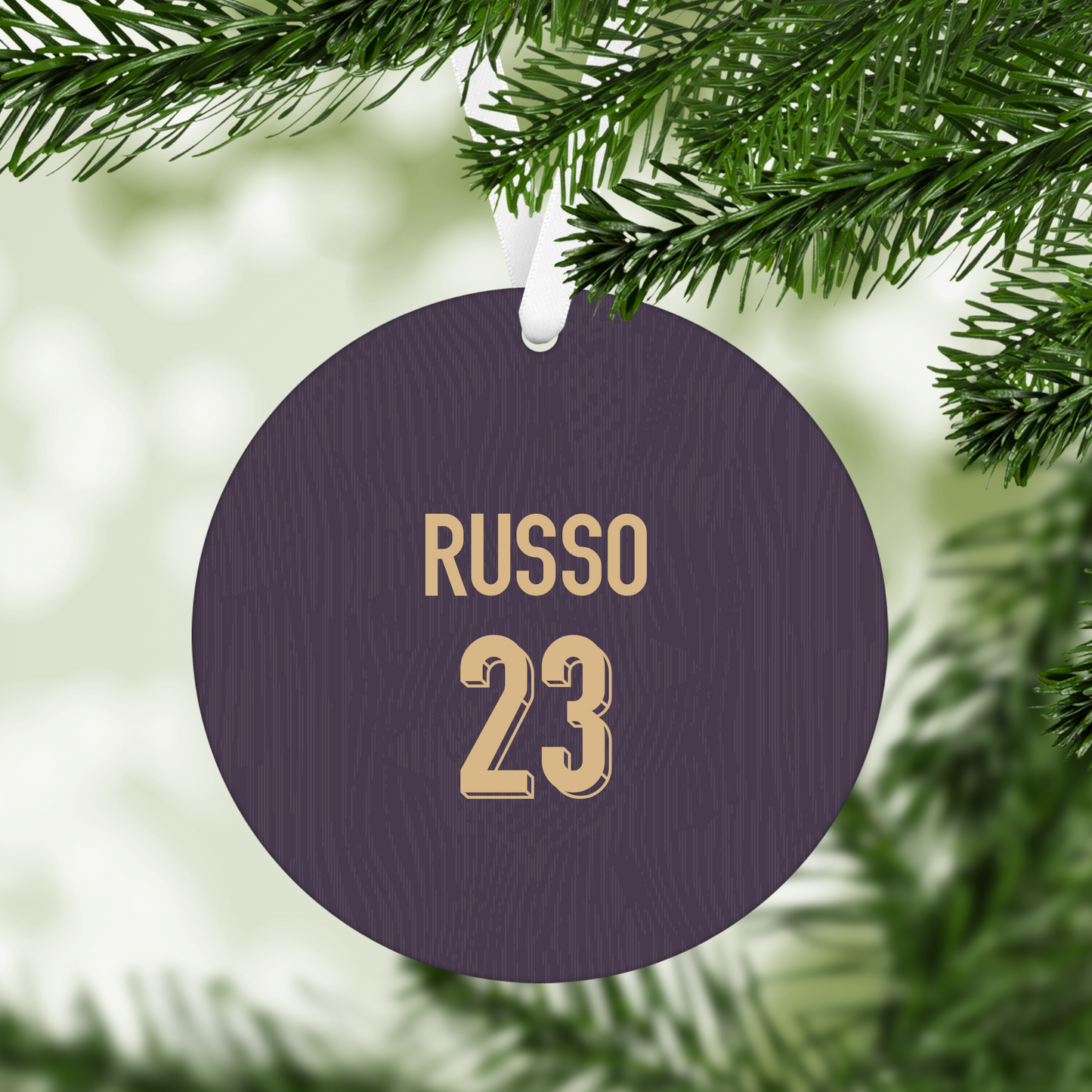 Personalised Lionesses Away Kit Style MDF Football Christmas Flat Bauble