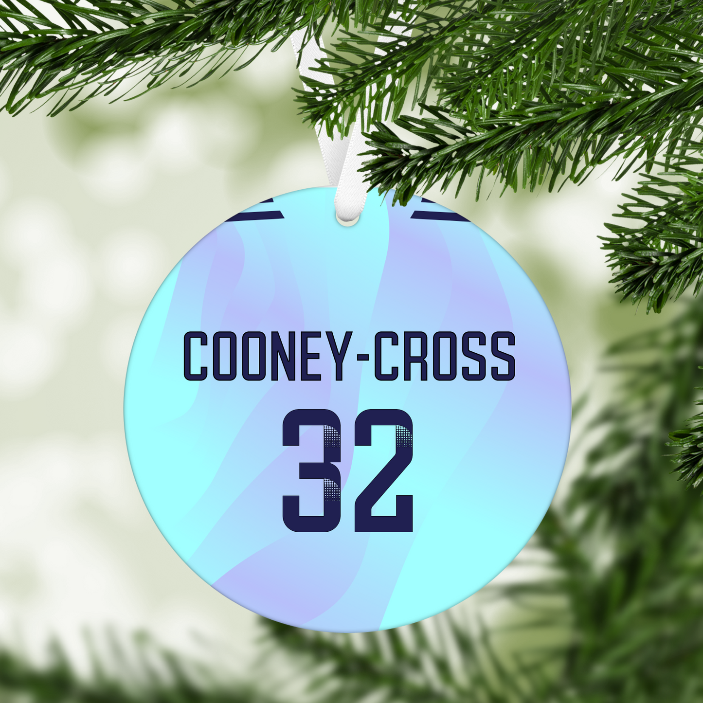 Personalised Arsenal Women Third Kit Style MDF Football Christmas Flat Bauble