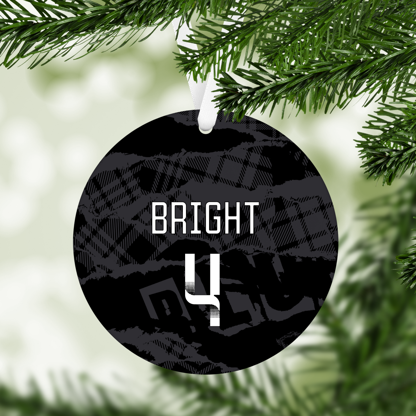 Personalised Chelsea Women Third Kit Style MDF Football Christmas Flat Bauble - WHITE TEXT