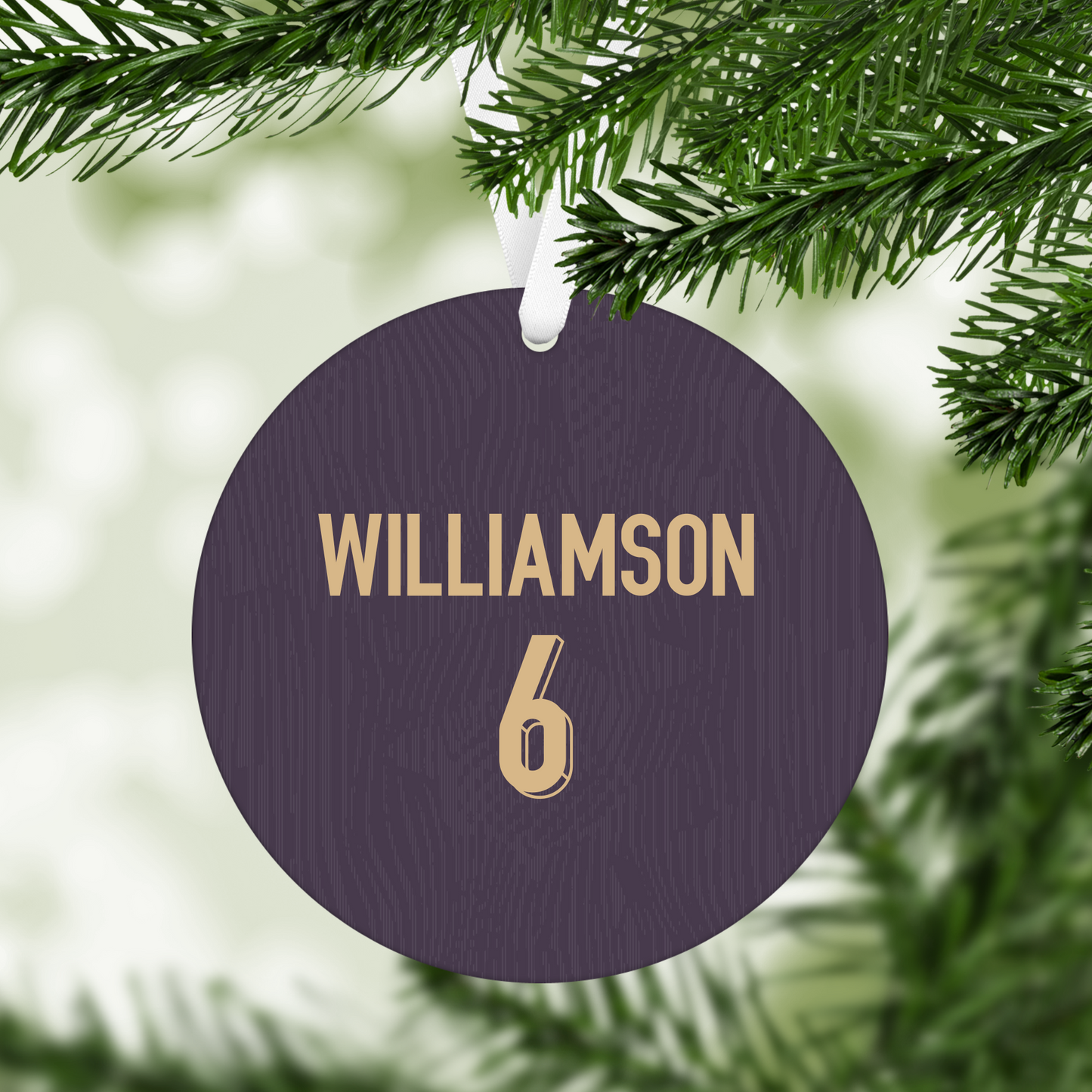 Personalised Lionesses Away Kit Style MDF Football Christmas Flat Bauble