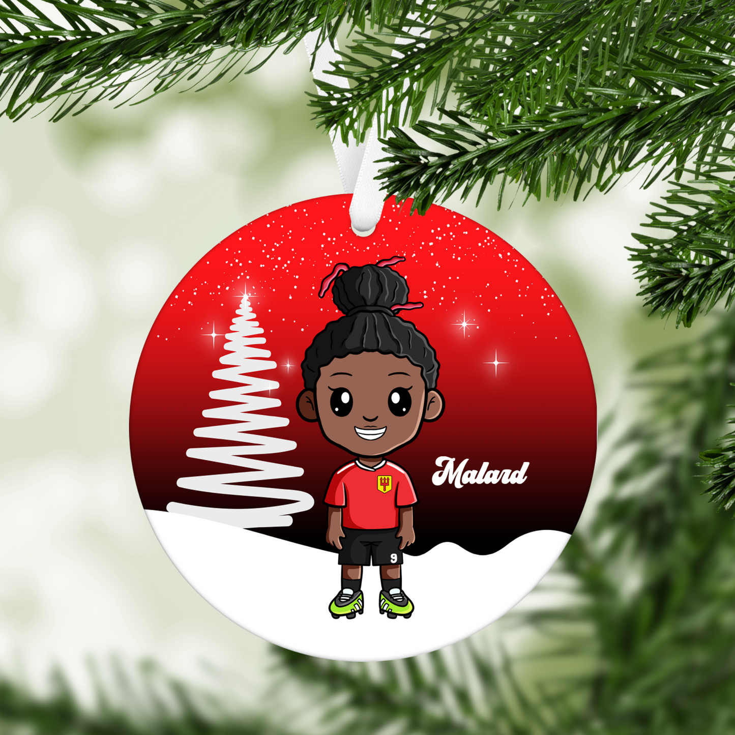United Women Cartoon Player Christmas Bauble