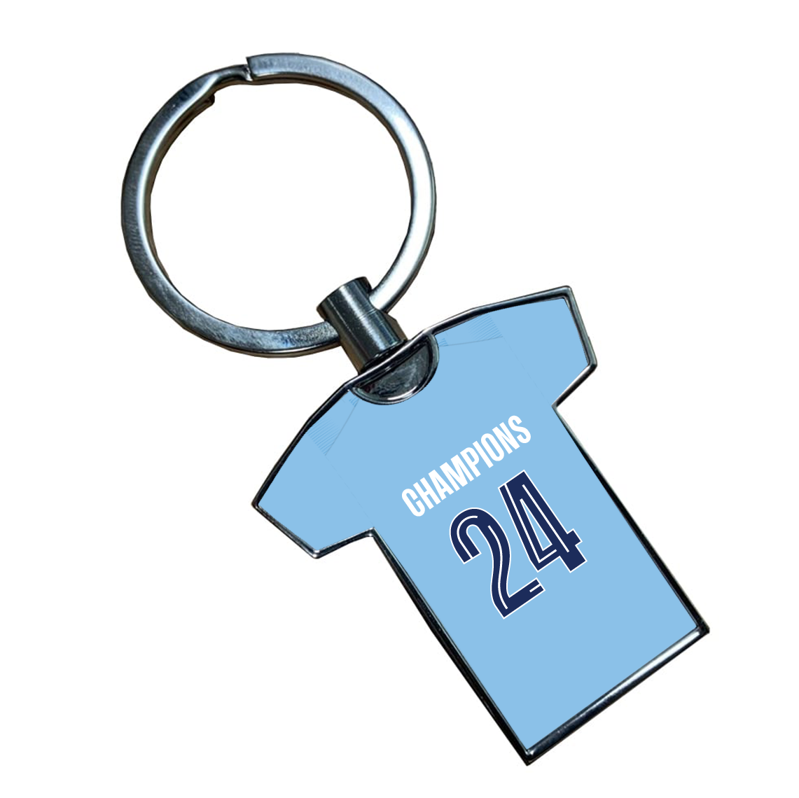 Man City Home Kit Shirt Metal Keyring - Champions 24