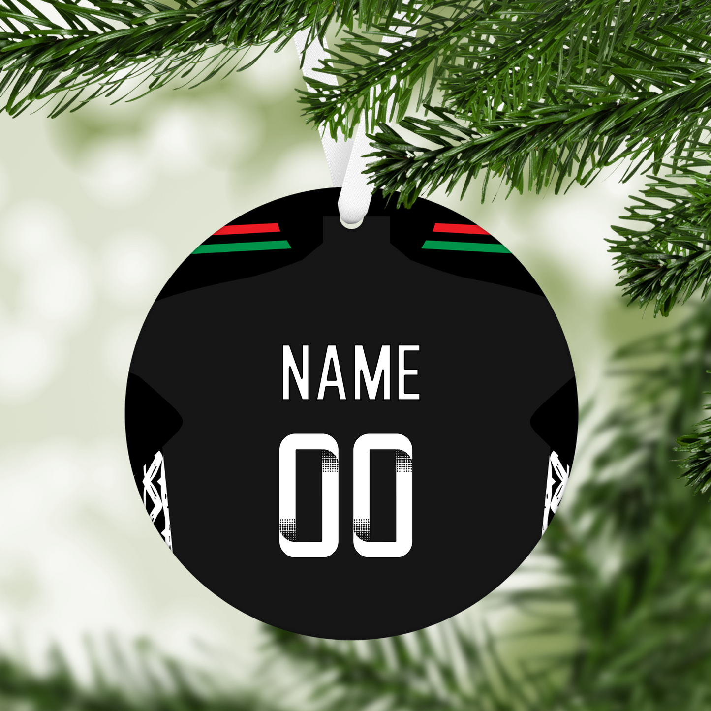 Personalised Arsenal Women Away Kit Style MDF Football Christmas Flat Bauble