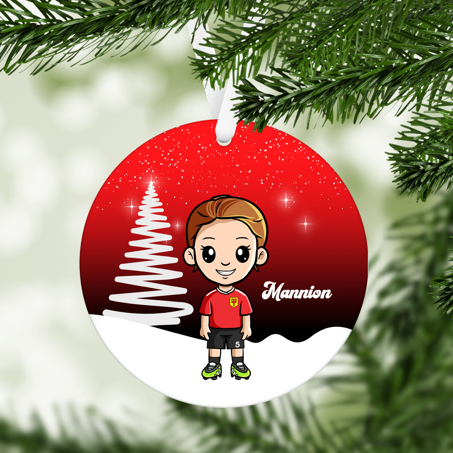United Women Cartoon Player Christmas Bauble